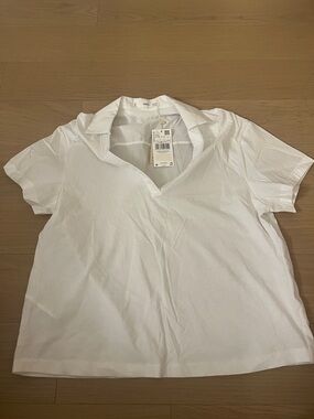 NWT mango white collar tshirt size S 100% cotton oversized fit